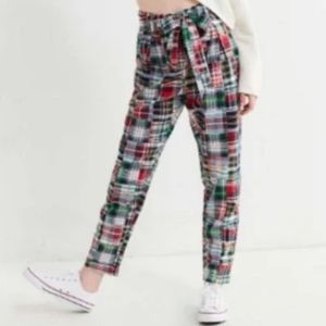 Urban Outfitters UO Madras Plaid Patchwork High Rise Waist Pants Size 8